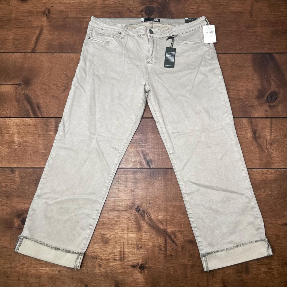 NEW Kut from the Kloth Amy Crop Straight Leg Pants Moss Green Size 18 KP0216MB1‎